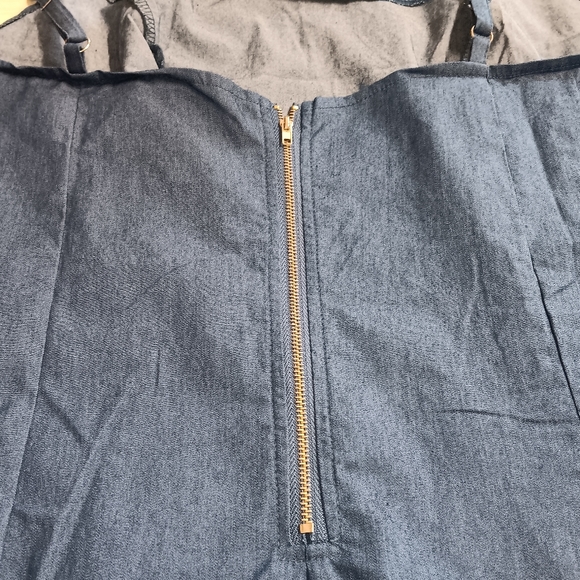 Plus Size Women Elegant Basic Denim Sleeveless Bodycon Slip Dress - Picture 11 of 16